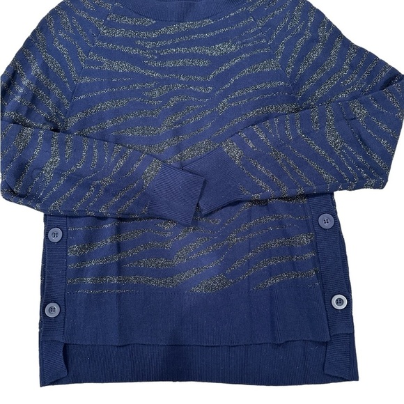 Stella & Dot Navy Metallic Zebra Print Sweater Medium - Picture 4 of 6
